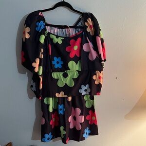 Floral Black Dress with Colorful Flowers